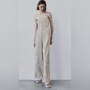 ZARA Printed linen blend jumpsuit 8217/072